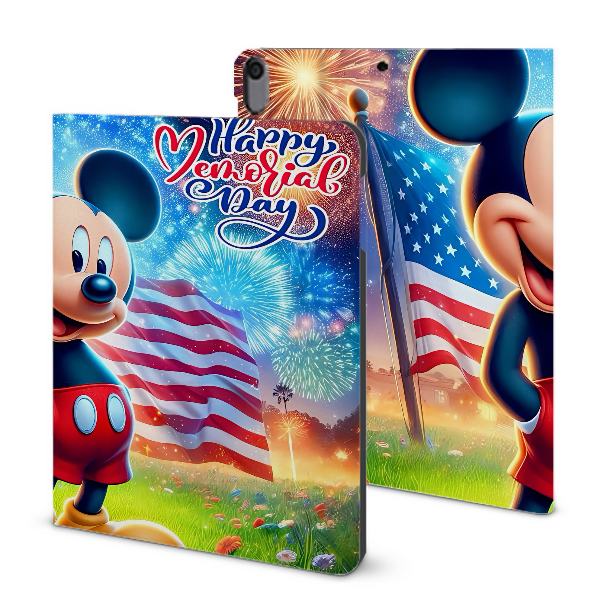 ミッキーマウス Mickey Mouse IPad ケース ブック型 PUレザー TPU 耐衝撃 軽量 薄型 ペン収納なし 全面保護 IPad 各モデル対応